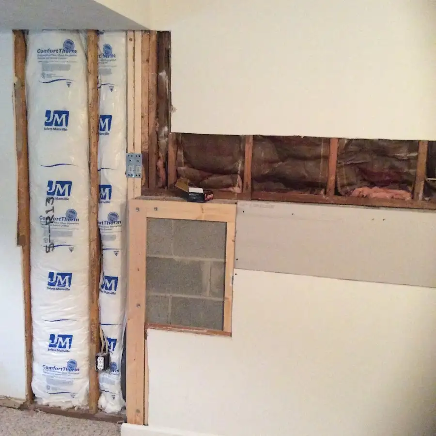 Wall insulation replacement during Basement Flood Cleanup in Homer